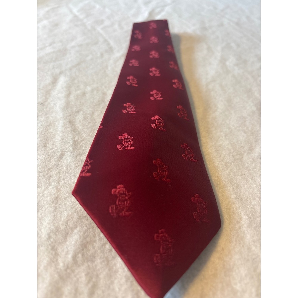 Cervantes Necktie Mens OS Burgundy Excellent Disney Mickey Mouse Graphic USA